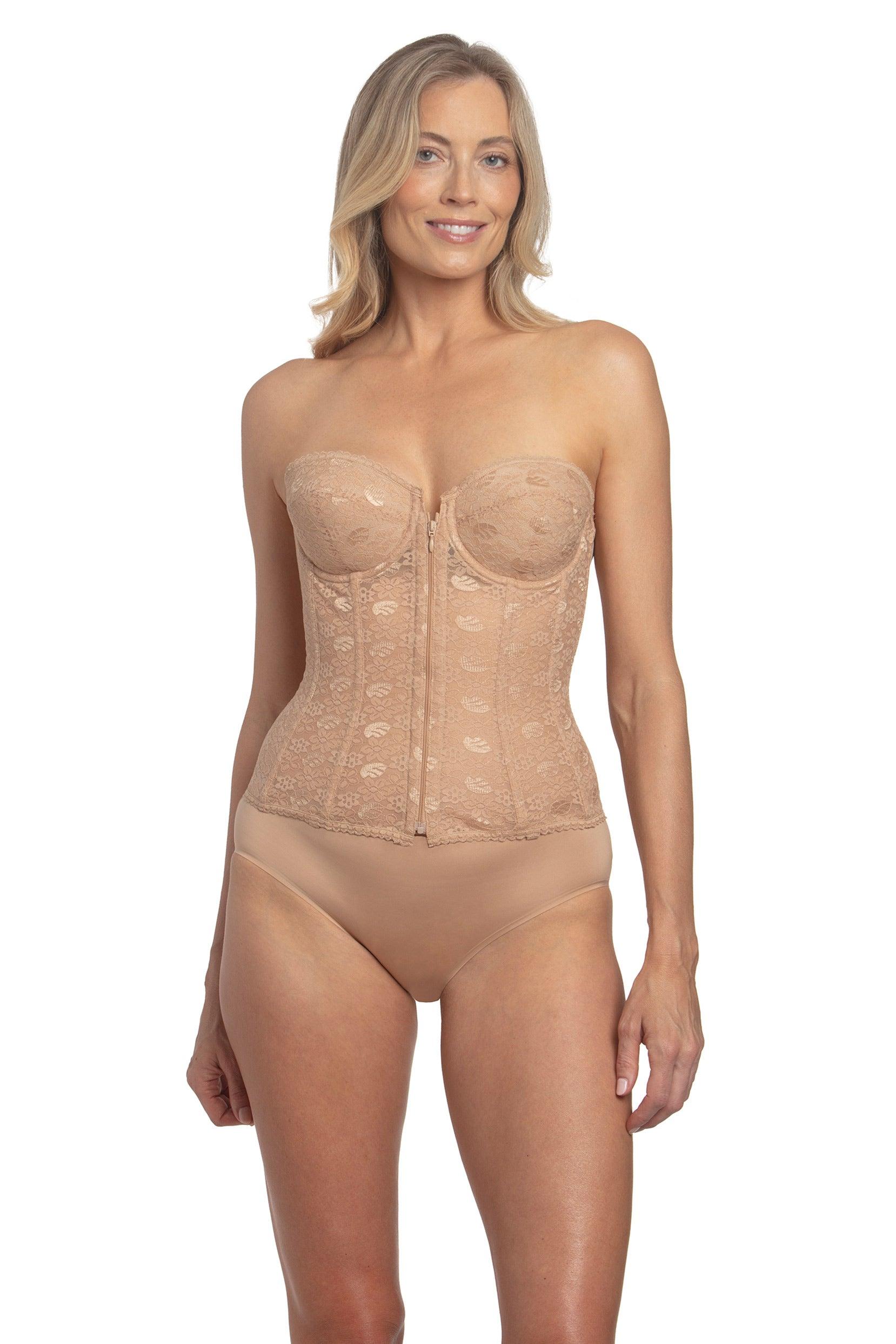 Lace Front Closure Corset Bridal Bra 8249 - Mocha / 32 / B - COCOMELODY